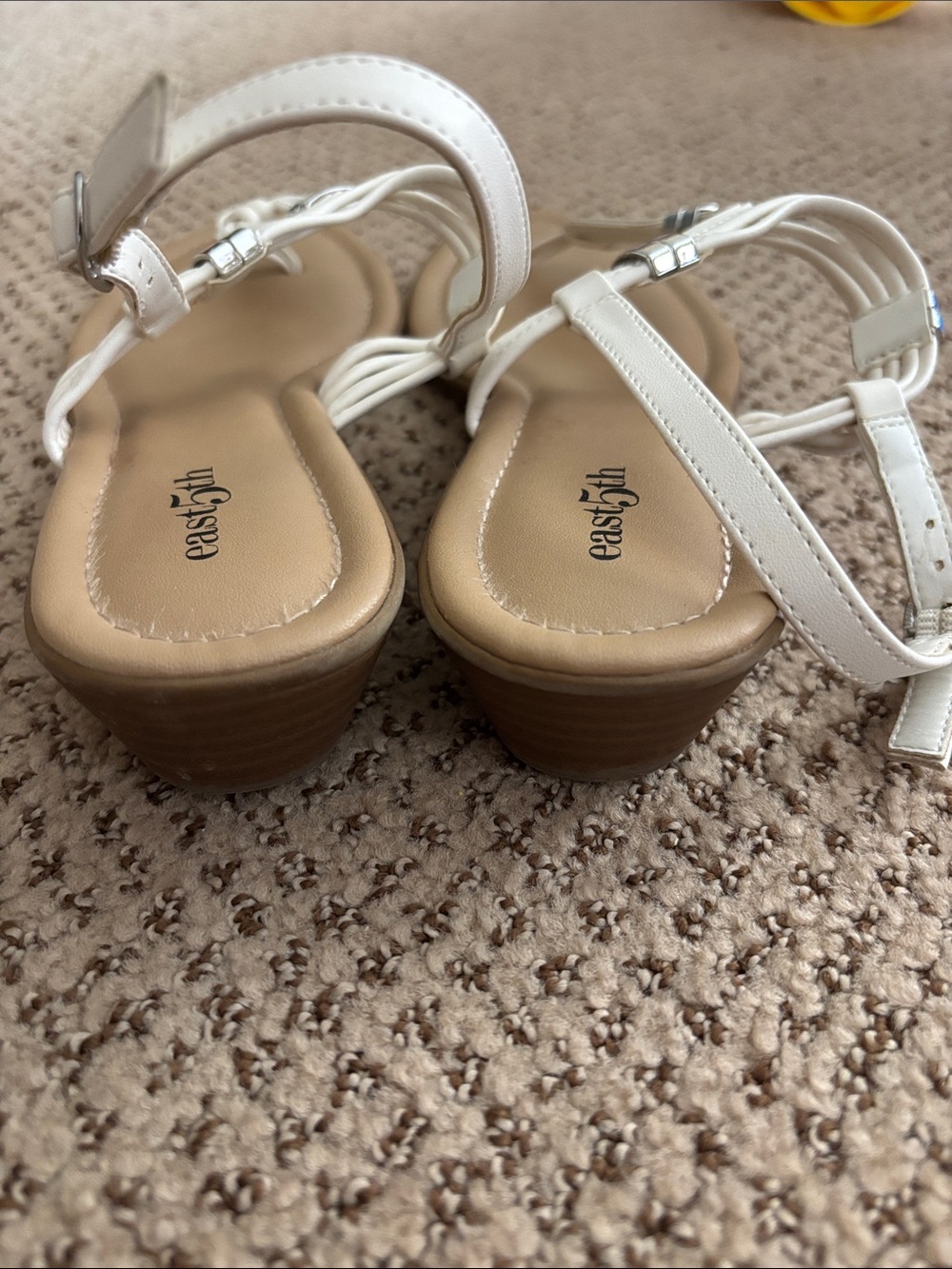 East 5th Women's T-Strap Sandals in White and Brown - Picture 3 of 5
